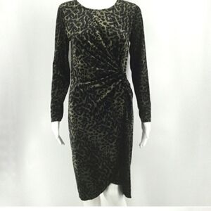 Tahari Animal Print Green/black Dress. Size L